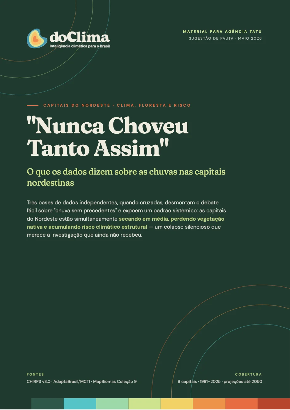 Capa da sugestão de pauta Nunca Choveu Tanto Assim