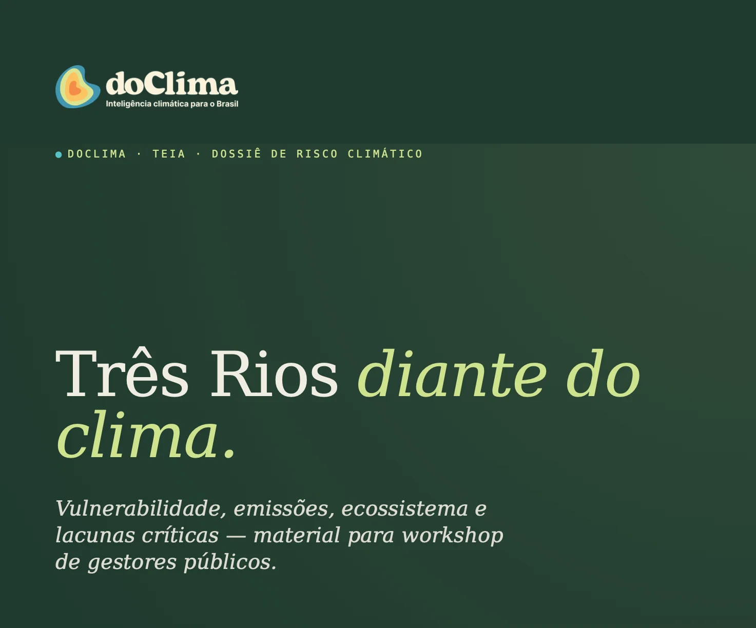 Capa do dossiê Três Rios diante do clima